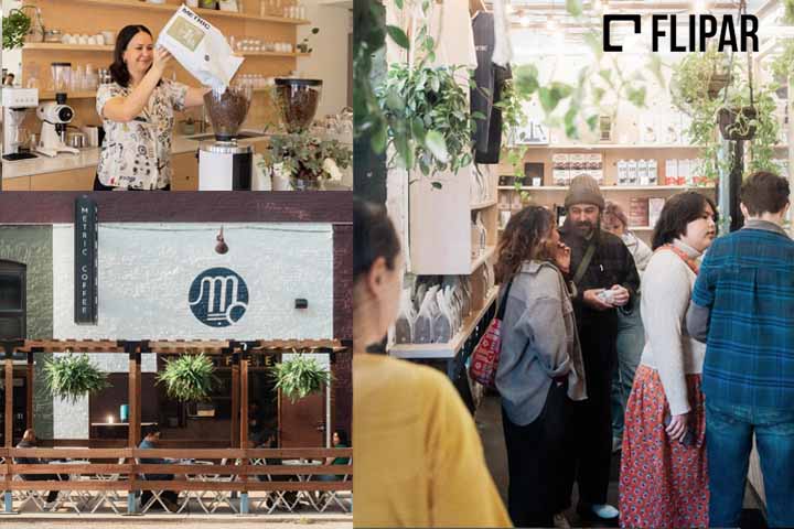 O Metric Coffee de Chicago, que passou por uma reformulação de marca em 2020. Segundo Xavier Alexander, ela refinou seu visual para refletir seus valores fundamentais: transparência e sustentabilidade. Além de retirar a palavra “café” do logotipo da empresa, que agora apresenta simplesmente a palavra “Metric”