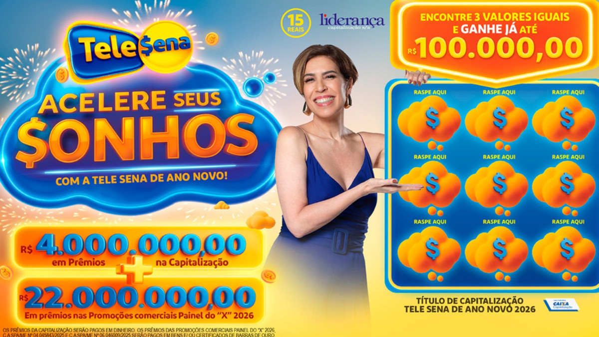 Primeiro sorteio da Tele Sena de Ano Novo 2026 acontece neste domingo (11/01); veja os números sorteados