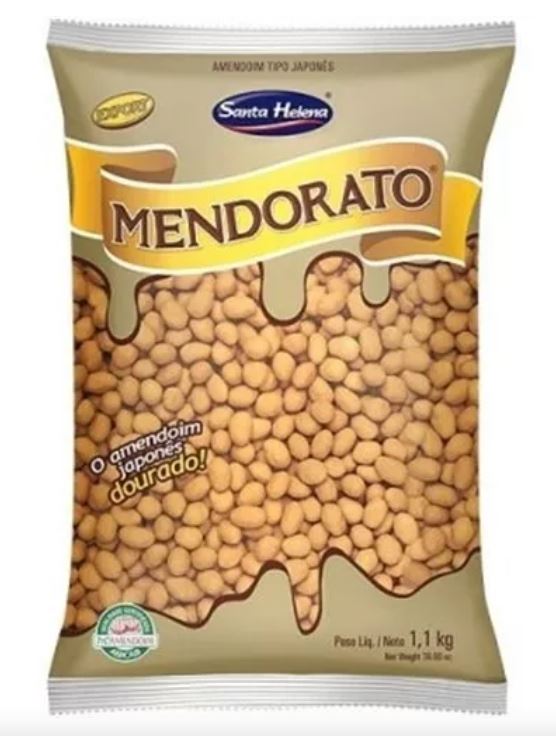 Amendoim Japonês (snack crocante) - Revestido com uma camada crocante e temperado com molho shoyu. Inspirado em sabores japoneses, hoje faz sucesso pelo mundo. Aproximadamente 121 calorias a cada 25 gramas. Popular como petisco em festas e eventos.