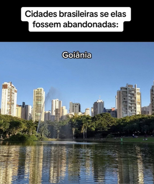 Na representação de Goiânia, a imagem foca no Bosque de Buritis, patrimônio paisagístico da cidade. Ele foi projetado junto da planta original da cidade, na década de 20, sendo inaugurado em 24 de outubro de 1933, a data oficial de inauguração da capital de Goiás.