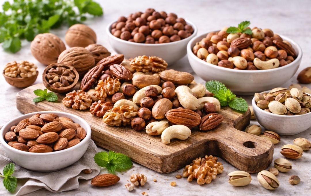 Castanhas, nozes e amêndoas
Oleaginosas ajudam a reduzir o colesterol ruim quando consumidas com moderação. Também oferecem antioxidantes e minerais.