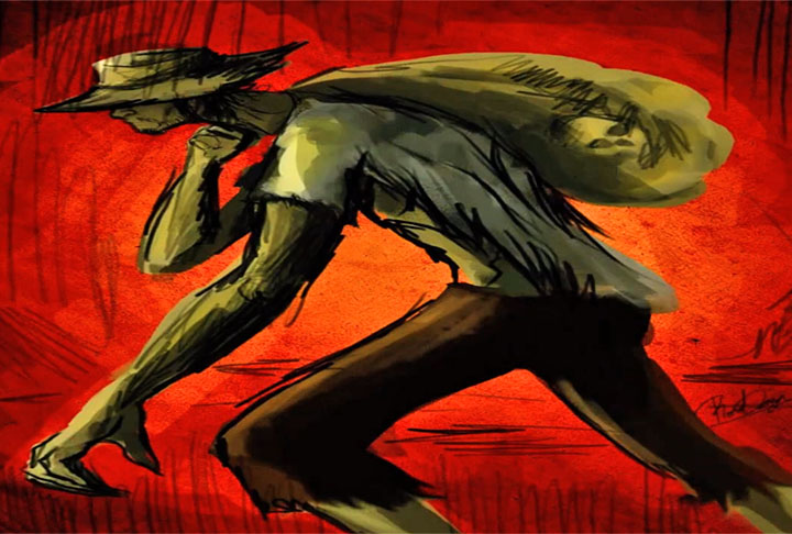 ASSOBIADOR (Venezuela) - Descrito como homem muito magro, com roupa de vaqueiro e chapéu de aba larga, que carrega uma bolsa grande, repleta de ossos. 