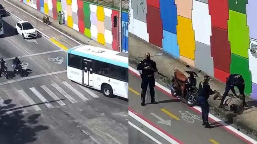 Câmeras de videomonitoramento do Centro de Comando e Controle de Fortaleza (CCCFor) flagraram a ação criminosa 