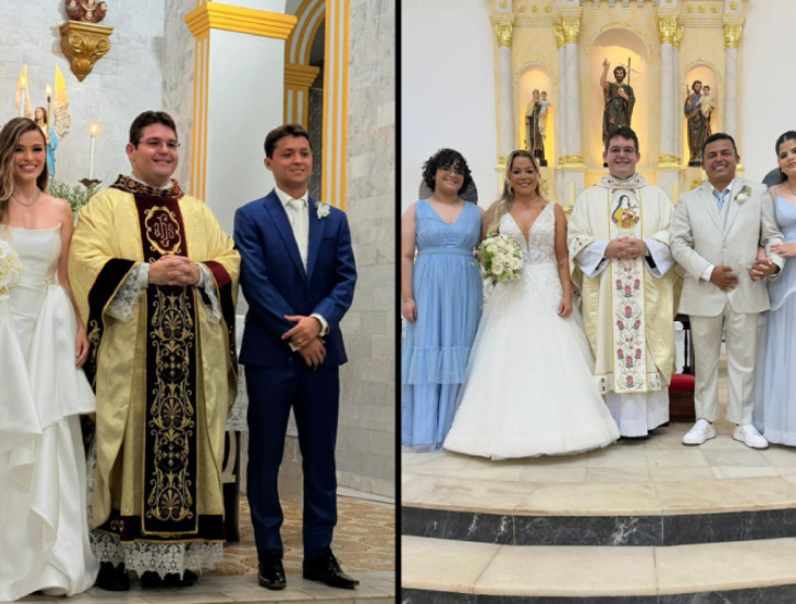 Registros de casamentos realizados na paróquia de São João Batista, no Centro de Uruburetama, junto ao padre José Ranis Dias