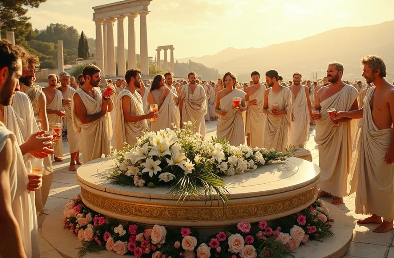 Em cerimônias antigas, guirlandas eram oferecidas a convidados de honra ou colocadas em altares como sinal de devoção. Nos casamentos, representavam união e fertilidade, reforçando votos de prosperidade. Em funerais, eram usadas para homenagear os mortos e desejar-lhes paz eterna. 