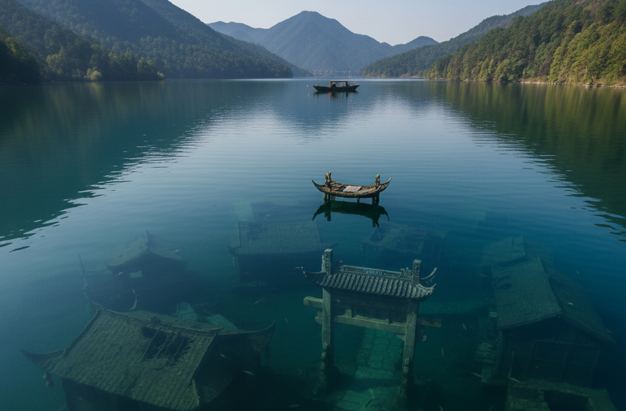 Além de Shicheng, vilarejos menores também foram inundados para o projeto hidrelétrico. Algumas dessas localidades, inclusive, permanecem parcialmente preservadas e ajudam a compor um vasto patrimônio arqueológico subaquático.

