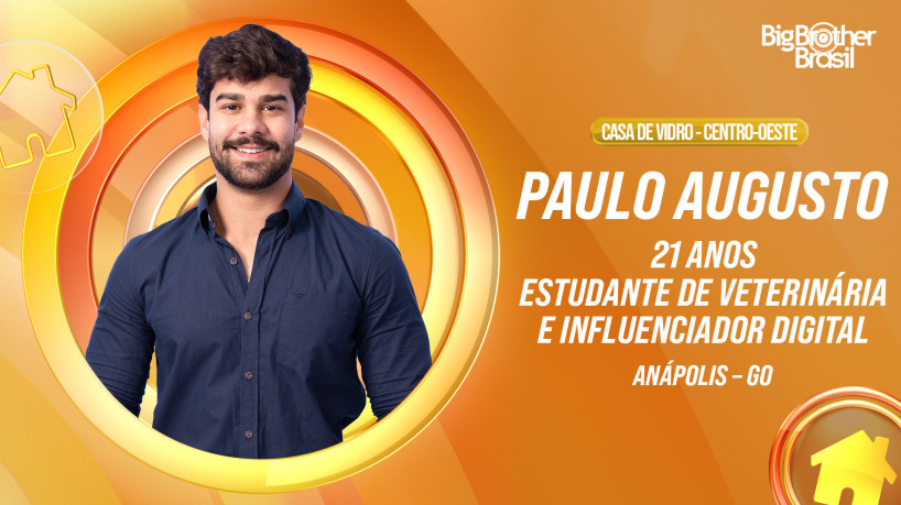 Paulo Augusto, natural de Goiás, foi o escolhido da Casa de Vidro Centro-Oeste para entrar no elenco do BBB 26 