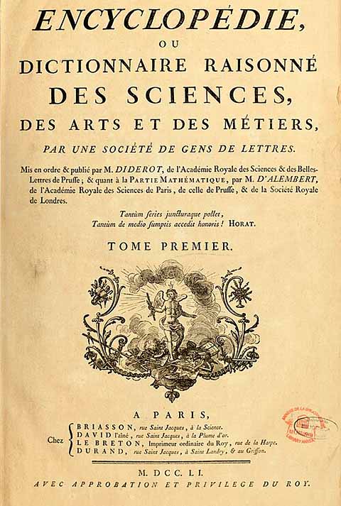 O modelo de enciclopédia como hoje se conhece ganhou corpo no século 18. Denis Diderot e Jean le Rond d’Alembert organizaram a monumental Encyclopédie, publicada na França entre 1751 e 1772. A obra não apenas reuniu os saberes científico, técnico e cultural de maneira sistemática, como também simbolizou o espírito iluminista de valorização da razão e da disseminação do conhecimento. A iniciativa marcou a história editorial e estabeleceu um padrão para futuras coleções enciclopédicas.
