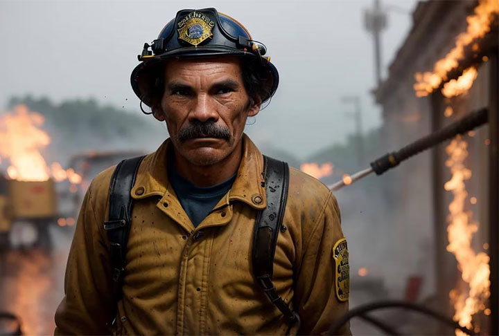 Seu Madruga em 'Mar de Chamas', estrelado por Kurt Russell. O filme, lançado em 2021, também tem William Baldwin , Donald Sutherland e Robert de Niro no elenco. 