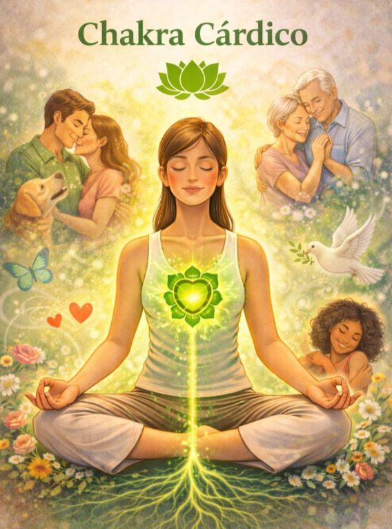 Chakra Cárdico: Encontra-se na região do coração e está diretamente relacionado ao amor. É o chakra do amor próprio, da evolução, do autoconhecimento, do amor ao próximo, e amor à vida.