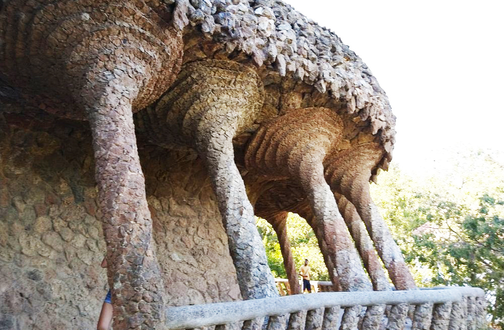 Gaudí projetou o parque para se fundir com o ambiente natural da colina de Carmel. Caminhos sinuosos acompanham o relevo, evitando cortes bruscos na paisagem. As colunas e viadutos imitam troncos e raízes, criando a sensação de estar em uma floresta mágica. Essa integração reforça a filosofia orgânica do arquiteto. O visitante sente-se parte de um ecossistema artístico.