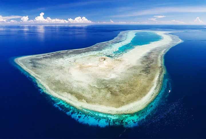 <p>Mais de 70% da superfície da Terra é coberta por água. No entanto, em oceanos, existem os famosos atóis, que representam ilhas oceânicas em forma de anel com estrutura coralínea e de outros invertebra­dos. Elas, portanto, constituem em seu in­terior uma lagoa, sem nenhuma aparente conexão com as rochas da Crosta.</p>
