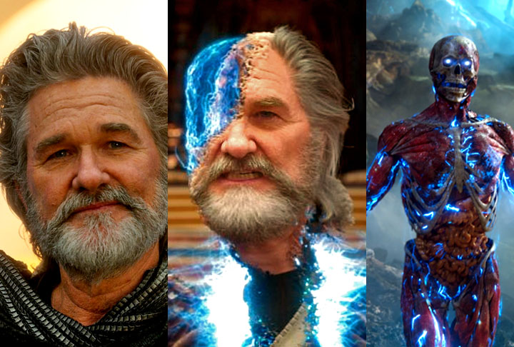 <p>Kurt Russel/Ego- Nascido em 17/3/1951, em Springfield (EUA), o ator é o vilão Ego em “Guardião das Galáxias Vol.2” (2017).</p>
