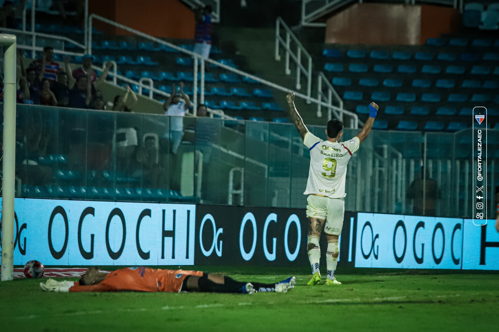 Bareiro marcou o gol da vit&oacute;ria do Fortaleza sobre o Maracan&atilde; no Campeonato Cearense (Foto: Leonardo Moreira / Fortaleza EC)