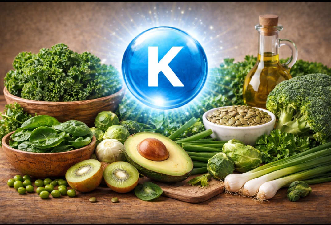 <p>A vitamina K é essencial para a coagulação do sangue. A falta pode causar hemorragias, e o excesso interfere em anticoagulantes; está em vegetais verde-escuros</p>
