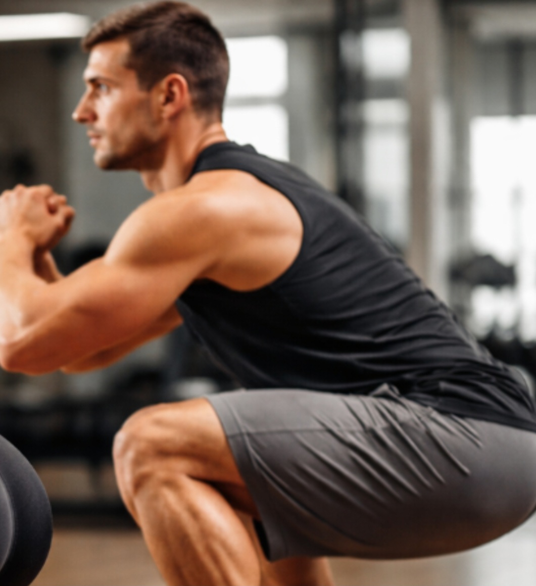 <p>Agachamentos aumentam o gasto calórico, o que pode ajudar no déficit energético para quem busca perder gordura corporal.</p>
