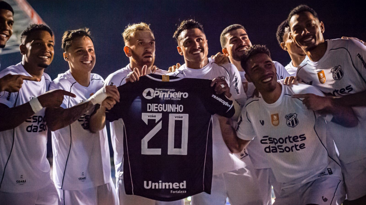 Jogadores do Ceará homenagearam Dieguinho na comemoração do gol de Vina diante do Tirol, pelo Campeonato Cearense. 