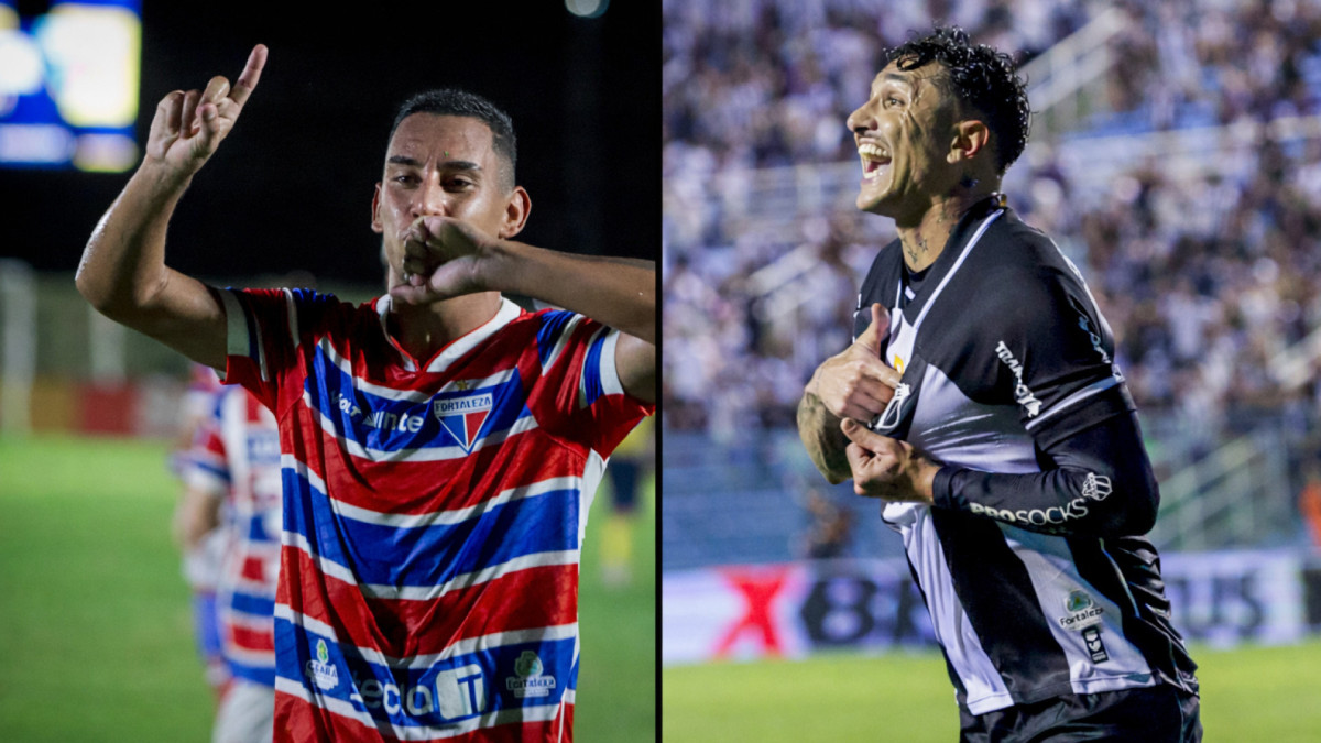 Rodrigo, do Fortaleza, e Vina, do Ceará, em jogos do Campeonato Cearense 2026