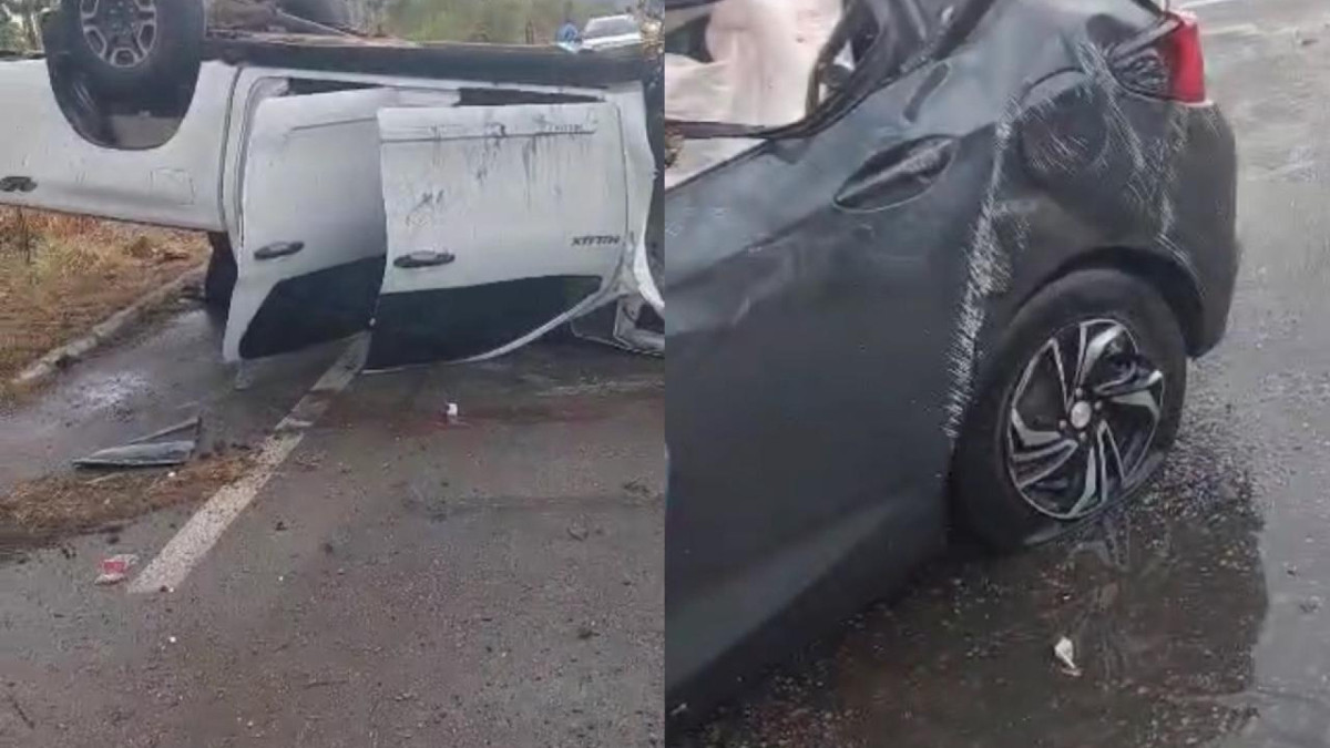 Colisão entre dois carros aconteceu em trecho da rodovia CE-085 em Caucaia