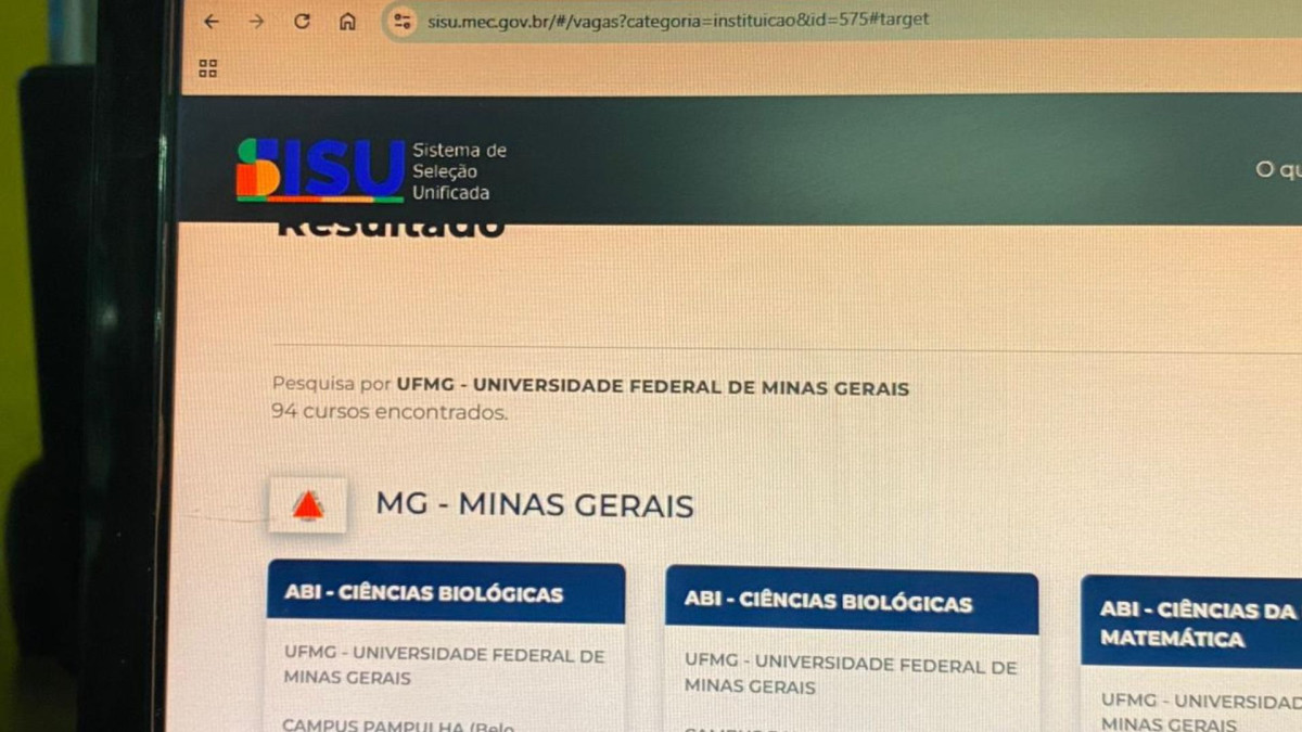 Confira lista com notas de corte da 4ª parcial do Sisu 2026 na UFMG