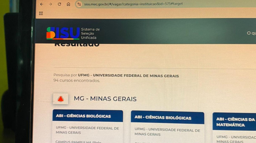 Confira lista com notas de corte da 4ª parcial do Sisu 2026 na UFMG 