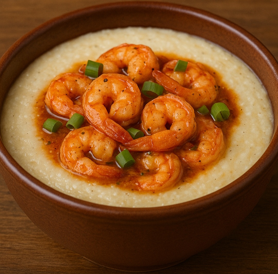 <p>7º lugar: Shrimp and grits (EUA) – mingau de fubá cremoso coberto com camarões e molho temperado, clássico do Sul americano.</p>
