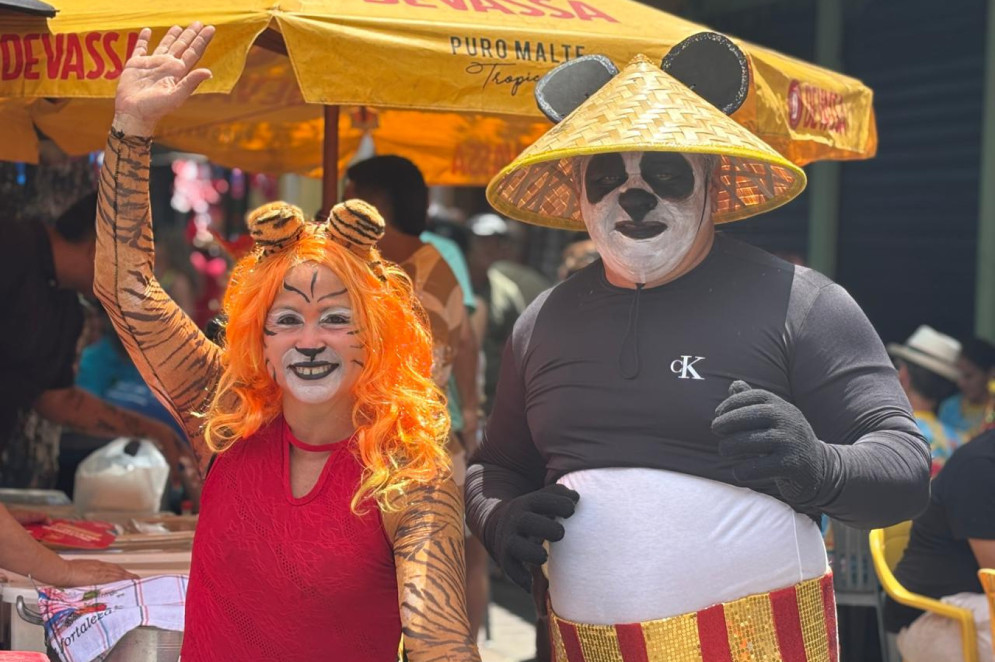 O casal Roseane Chagas e Jos&eacute; Alberto Lima fantasiados do filme "Kung Fu Panda"