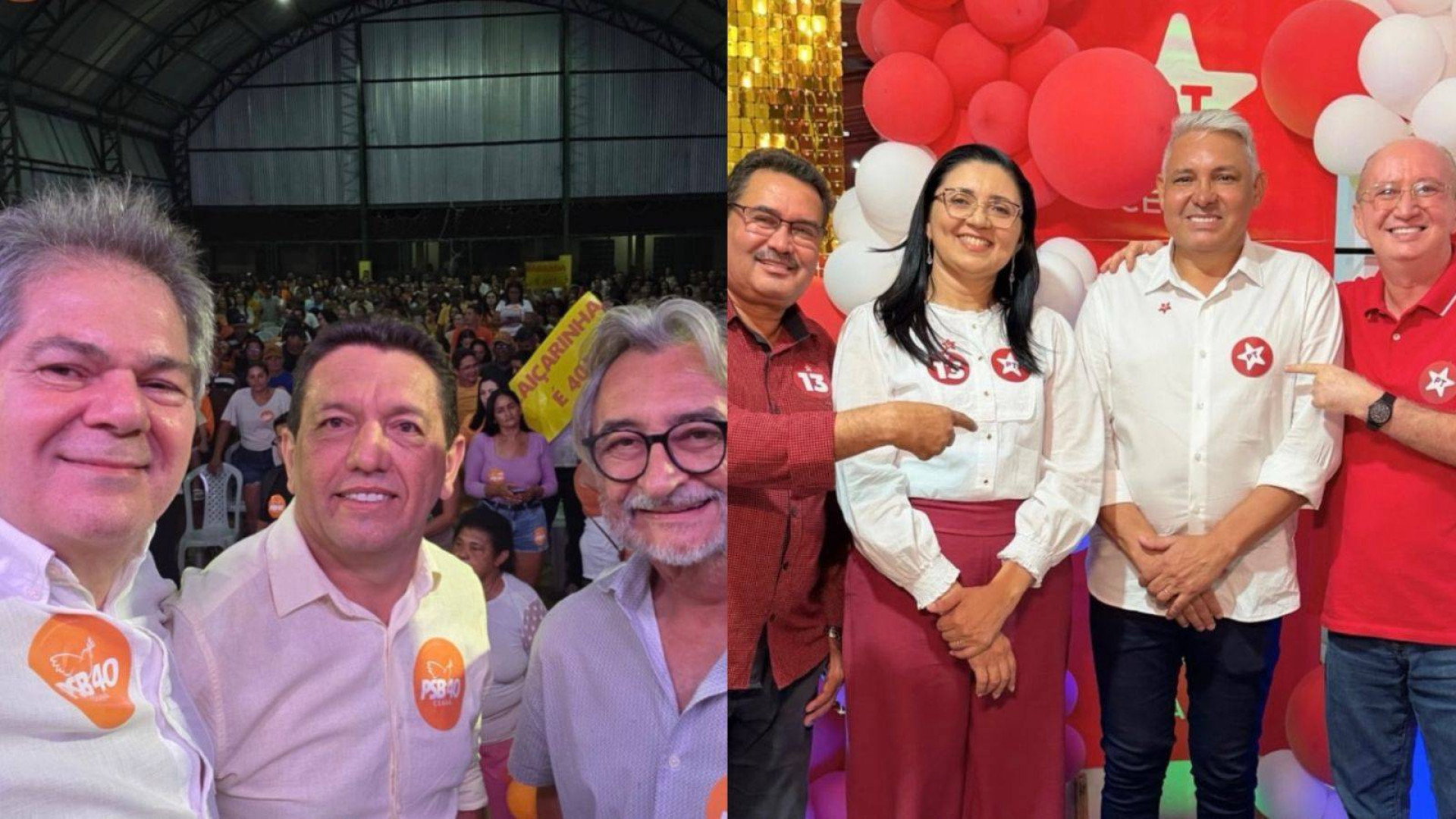 ￼EM Choró, partidos da base disputam a eleição. De um lado o prefeito interino, do PSB, e, do outro, a chapa do PT (Foto: Reprodução/Instagram @osmarbaquit e @joseairtoncirilo)
