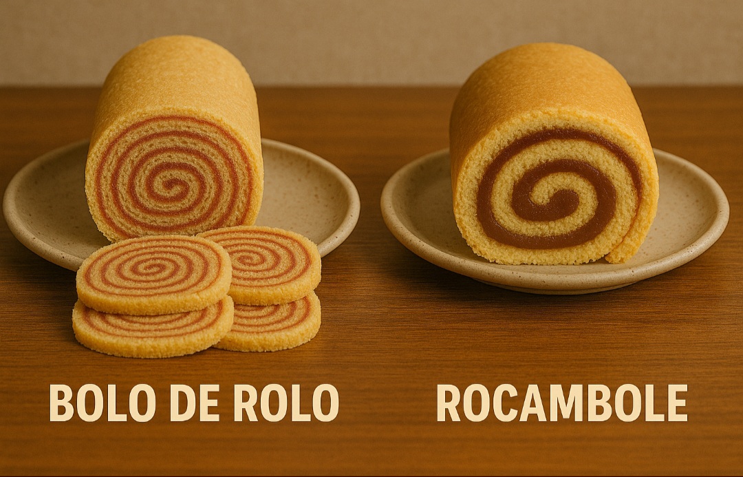 <p>A principal diferença entre bolo de rolo e rocambole está na espessura da massa e na forma de montagem.</p>
