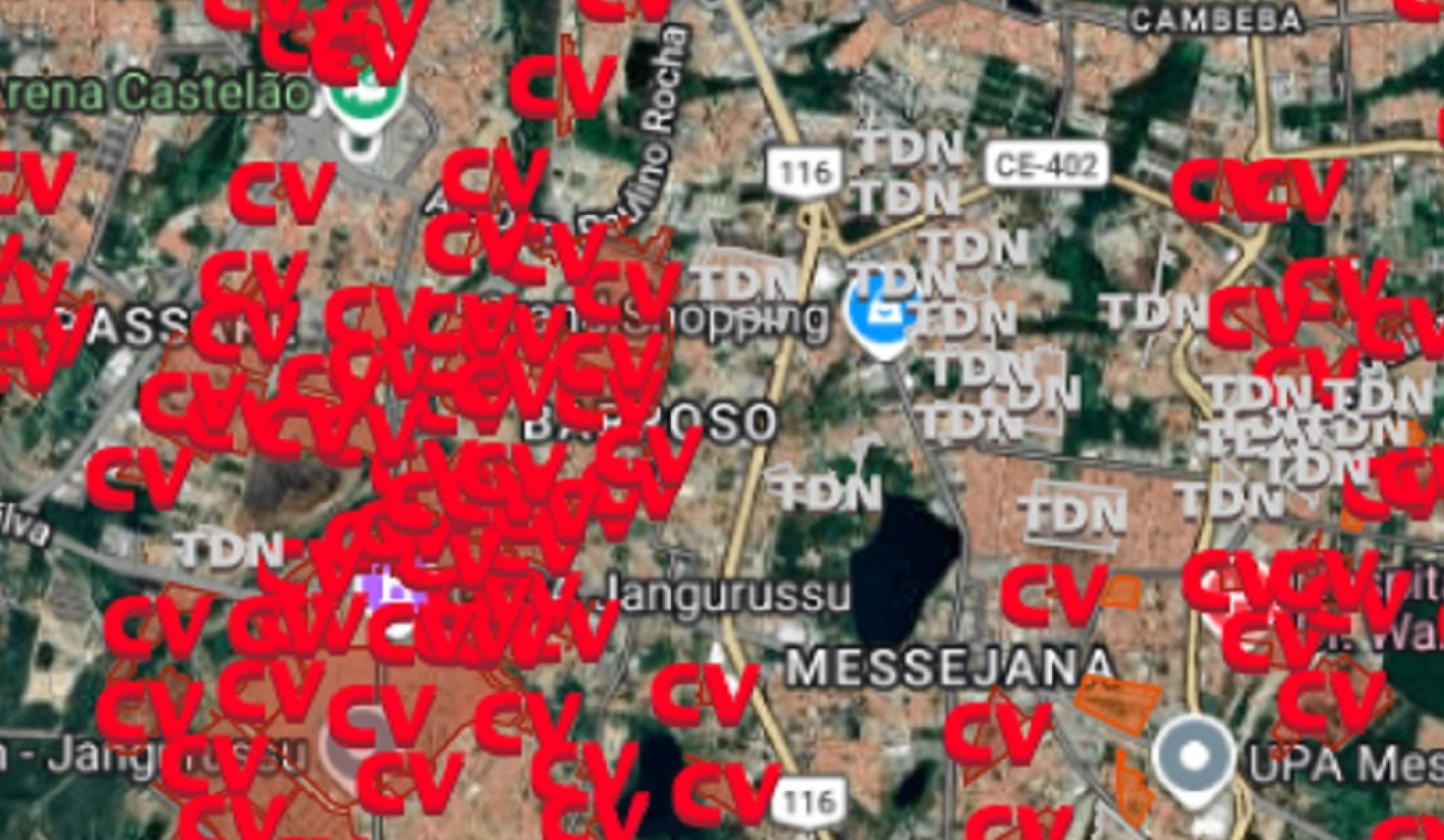Região que engloba bairros como Messejana, Lagoa Redonda, Curió, Barroso, Cajazeiras, Cambeba e Passaré passa por conflito entre facções criminosas  (Foto: Reprodução/Projeto Mapa Cearense)