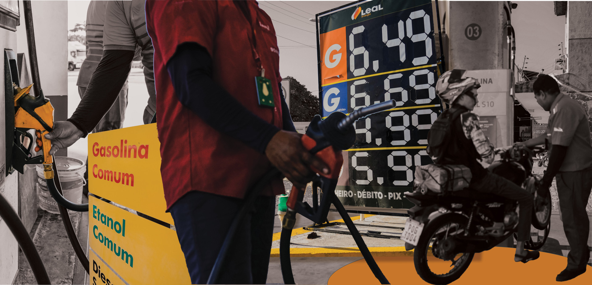 combustiveis (Foto: Fotomontagem Camila Nobre com fotos de Fernanda Barros)