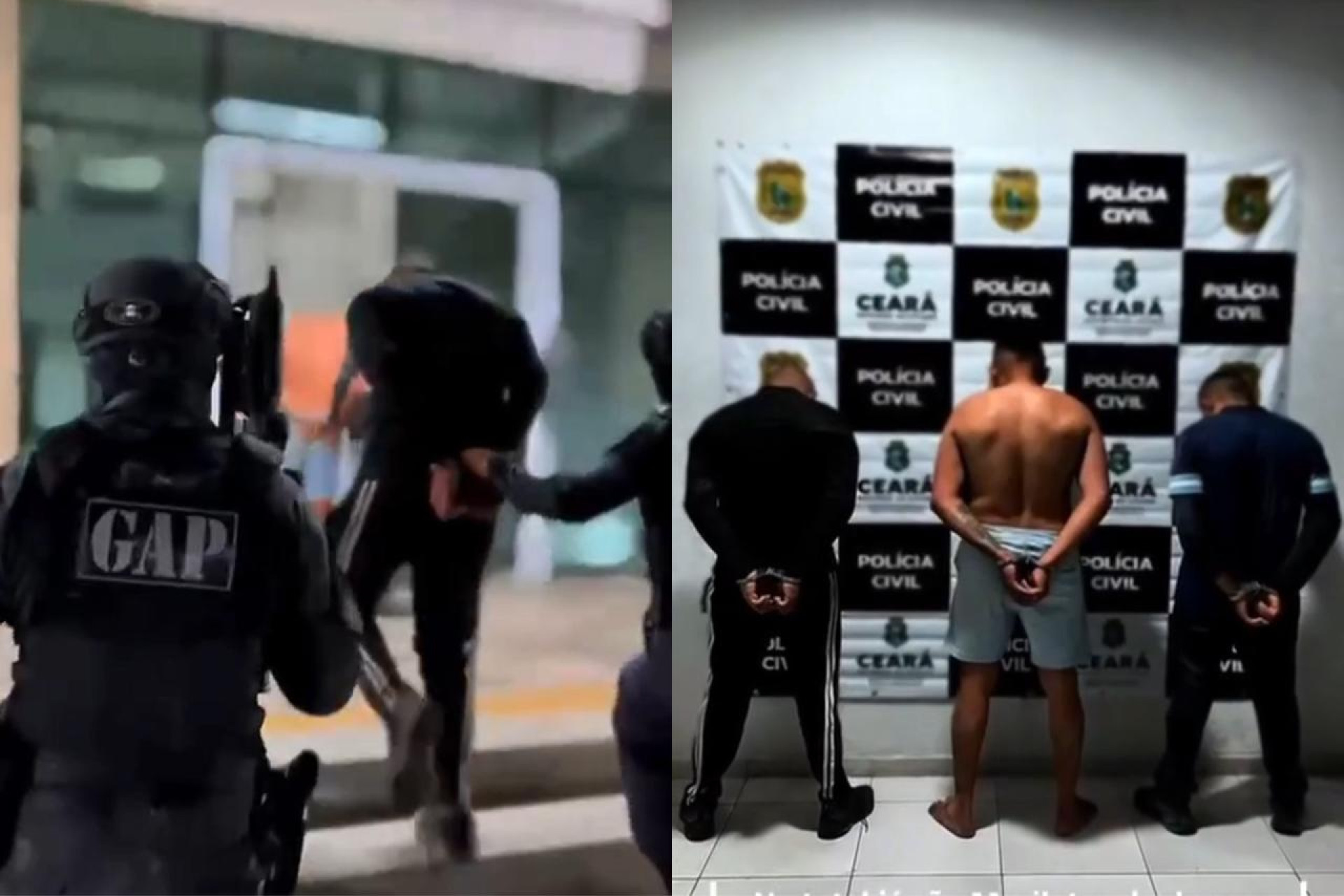 Suspeitos foram presos pela GAP e conduzidos à Polícia Civil do Ceará (Foto: Reprodução/Instagram/Mauro Albuquerque)