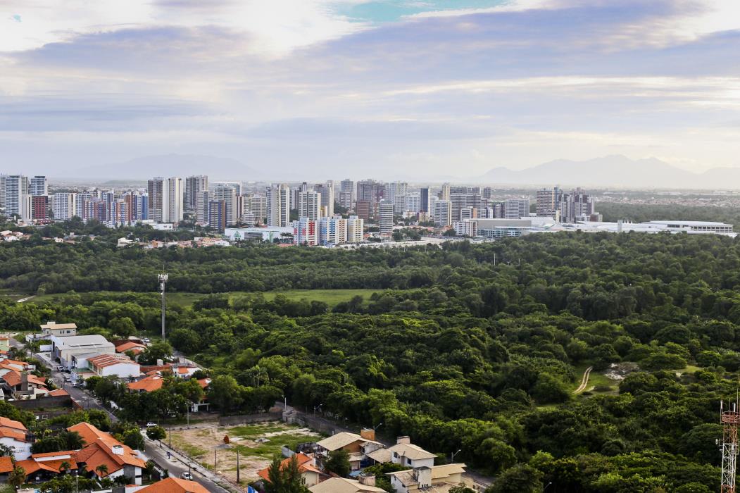 Vista aérea do Parque do Cocó sentido a partir da avenida Sebastião Abreu(Foto: Camila De Almeida)
