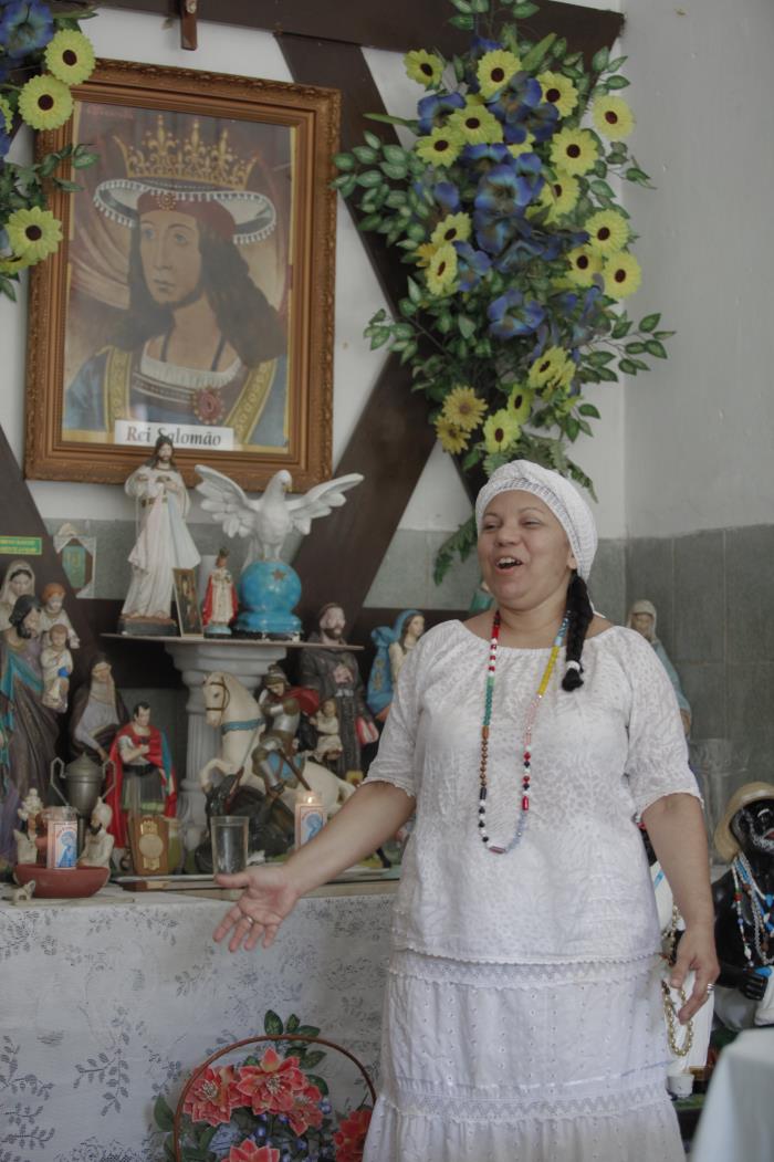 MãeTecla de Oxóssi, gestora da União Espírita Cearense de Umbanda(Foto: JÚLIO CAESAR)