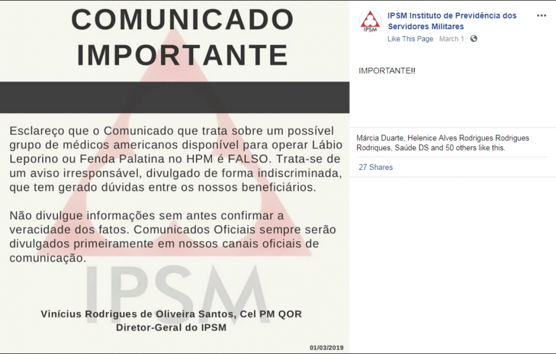 O Hospital Militar teve que se pronunciar sobre o caso nas suas redes sociais O Hospital Militar teve que se pronunciar sobre o caso nas suas redes sociais