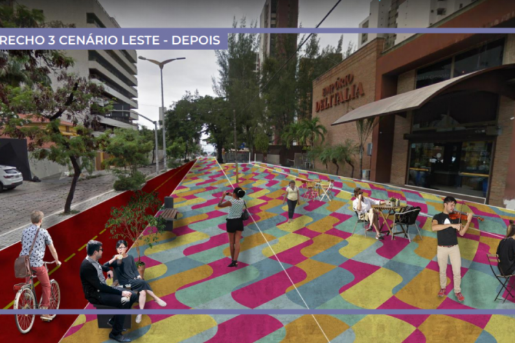 Aprovada por unanimidade por residentes e empresários locais durante audiência, a proposta é deixar o fluxo de veículos entre as avenidas Dom Luís e Beira Mar em sentido único rumo à praia(foto: Reprodução / Prefeitura de Fortaleza)