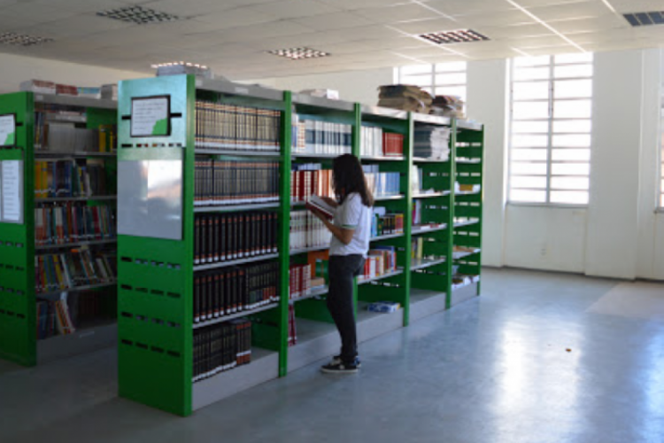 Biblioteca da escola EEEP Jaime Alencar de Oliveira, uma das instituições cearenses a ter um professor selecionado pra participar do intercâmbio(foto: Reprodução/Google)