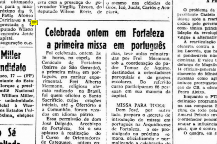 Antes apenas em latim, as celebrações da Igreja Católica passaram a ser realizadas em língua ...