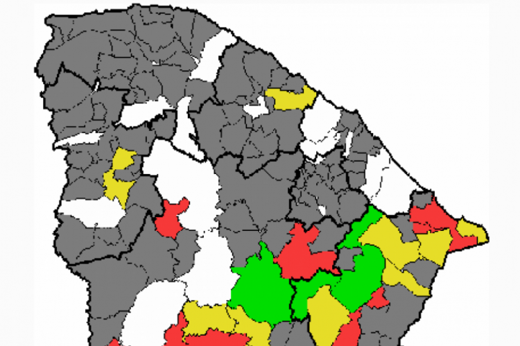 Mapa das chuvas no Cear&aacute; &agrave;s 11h20min em 9 de dezembro de 2019(foto: Reprodu&ccedil;...