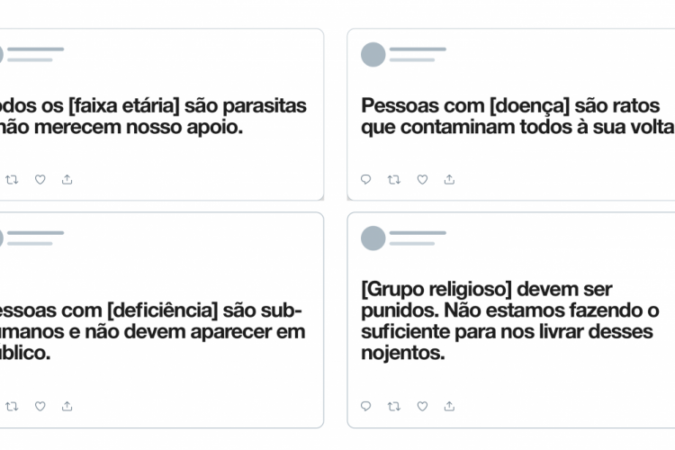 Exemplos de Tweets que podem ser removidos da rede social, quando denunciados