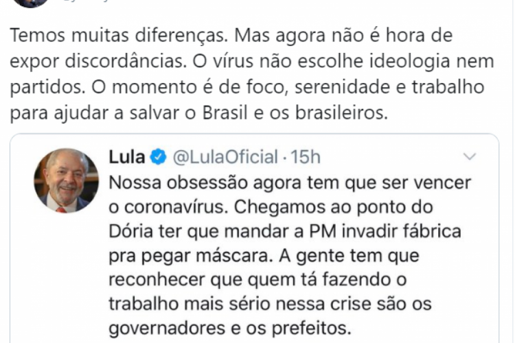 Comentários eram sobre pandemia da Covid-19 no País