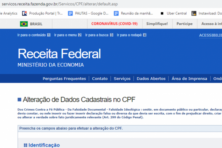 No site da Receita Federal é possível regularizar o CPF 