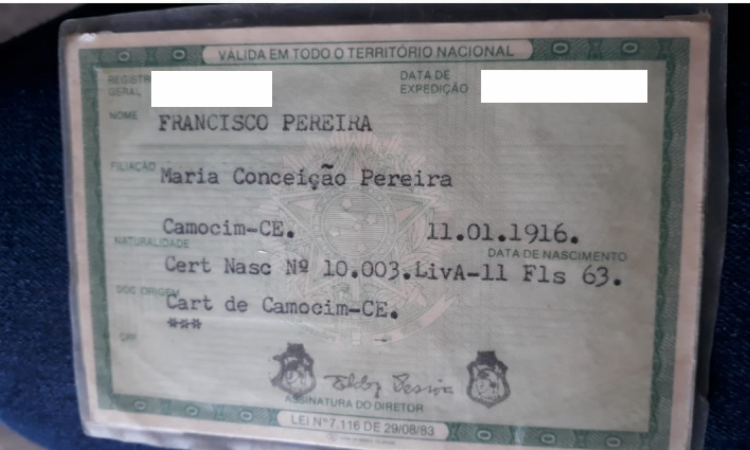 Registro de Francisco é de 1916 Registro de Francisco é de 1916