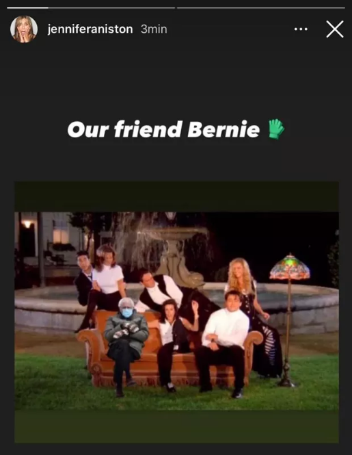 Jennifer Aniston se diverte com meme de Bernie Sanders em ...