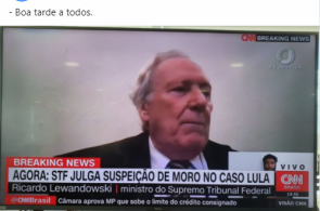Presidente Jair Bolsonaro divulga foto de julgamento da suspeição do ex-ministro Sérgio Moro pelo STF