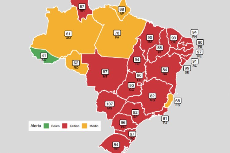 No Brasil, 12 estados têm mais de 90% de ocupação de UTIs