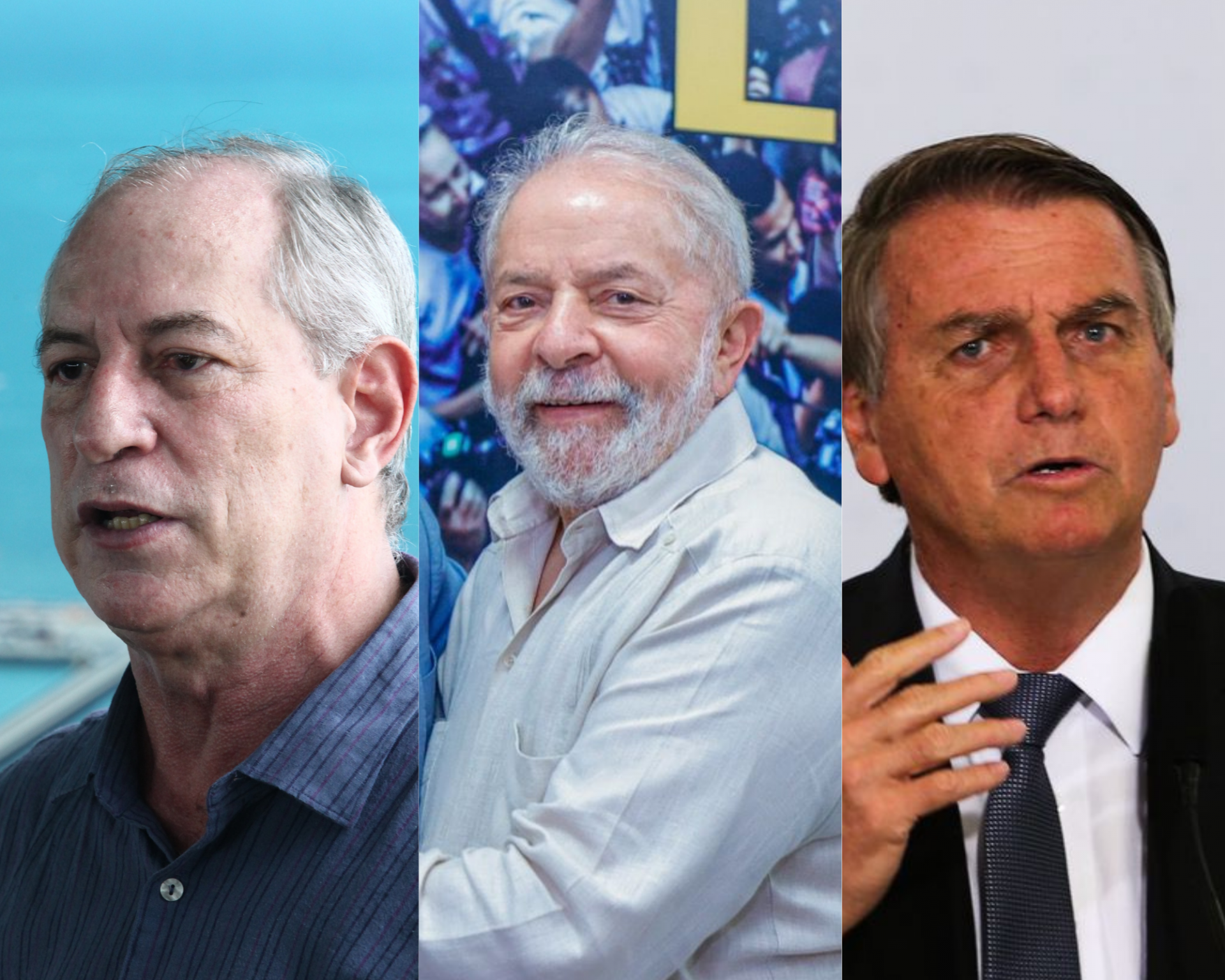 Ex-presidente Lula, ex-ministro Ciro Gomes e o presidente Jair Bolsonaro (Foto: Reprodução)