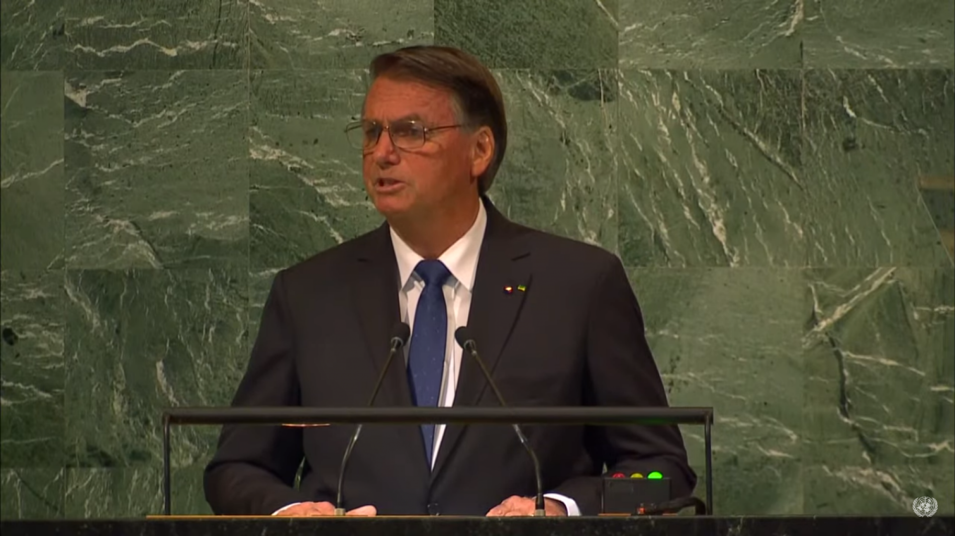 Bolsonaro em discurso na ONU.