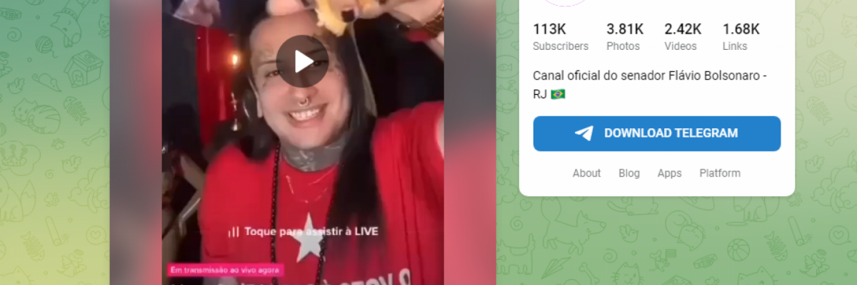 O senador Flávio Bolsonaro (PL) compartilhou o vídeo em seu canal oficial no Telegram