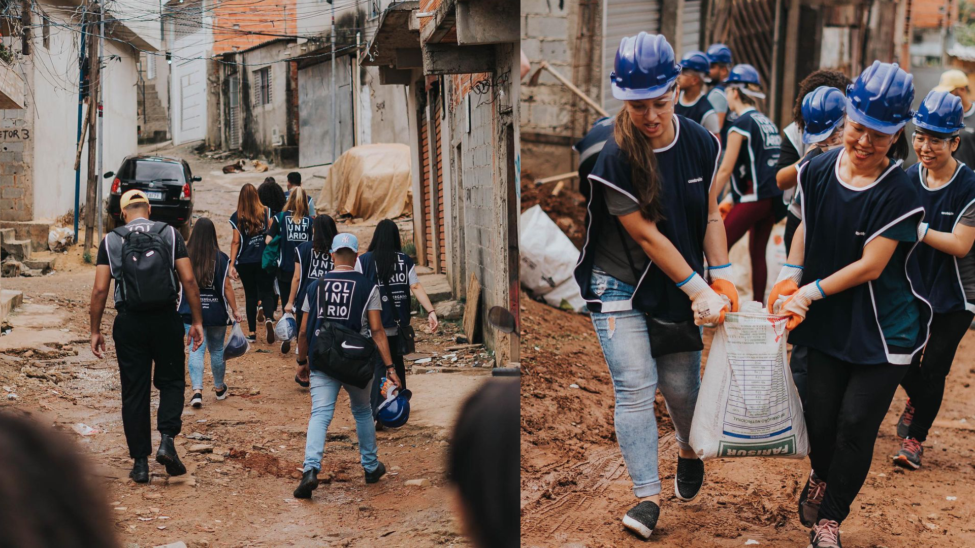 Mutir&atilde;o de volunt&aacute;rios externos construide